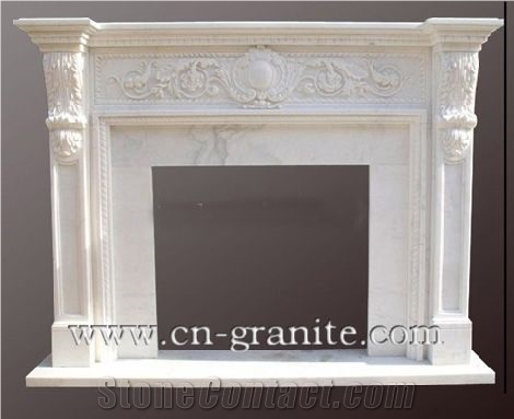 China White Marble Indoor Fireplace,Customize Marble Fireplace Also Can According to Your Design,Wholesaler-Xiamen Songjia
