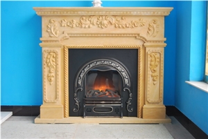 Chinese Beige Marble Fireplace Western Sytle New Season Own Design Fireplace
