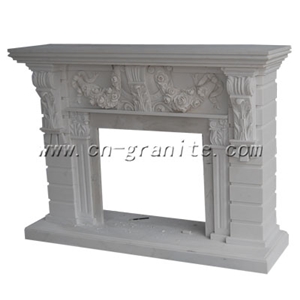 Chinese Western White Marble Fireplace Stone New Fashion Decorating Covers Hot Sale Indoors Mantel