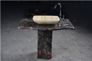 Granite Polished Bathroom Single Sink Bath Sink Hot Sale Bathrrom Sink Kitchen Countertops Multicolor Stone