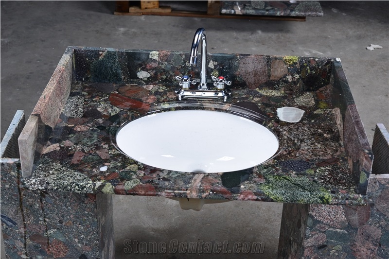Granite Polished Multicolor Stone Bath Sink China Bathroom Single Sink Kitchen Countertops One Sinks Wash Basins Good Price