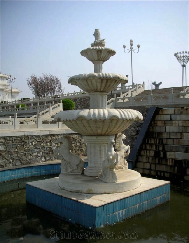 Hot Sale New Design China Beige Granite European Style Fountain with Cheap Price Chinese Granite Water Features
