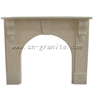New Fashion Chinese Beige Antique Marble Fireplace Mantel Indoor Decorating