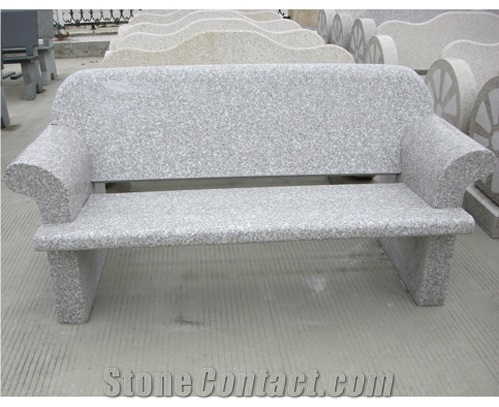 Outdoor Garden Benches Garnite Chair Exterior Furniture Flamed Chair Cheap Price High Quality Park Chair, Grey Granite Exterior Furniture