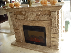 Own Design Beige Yellow Marble Fireplace Stone Mantel with Cheap Price