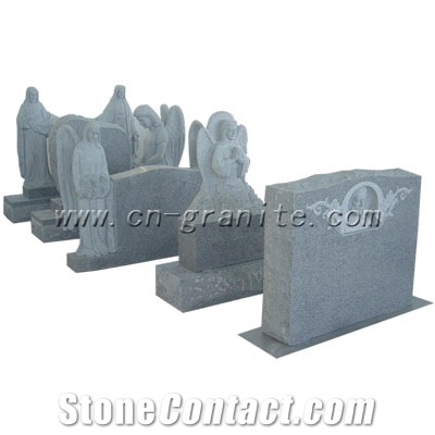 Own Factory Chinese European Tombstones Monuments New Design Grey Granite Headstone