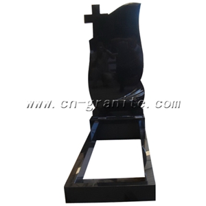 Polished Tombstone Design Western Style Tombstone Single Monuments Cemetery Tombstone Black Headstonew Gravestone Cheap Price, G603 Black Granite Single Monuments