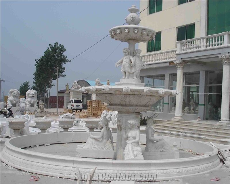 White Granite Western New Fashion Cheap Garden Fountains, Outdoor Fountains Baby Sculptured Granite Water Fountains