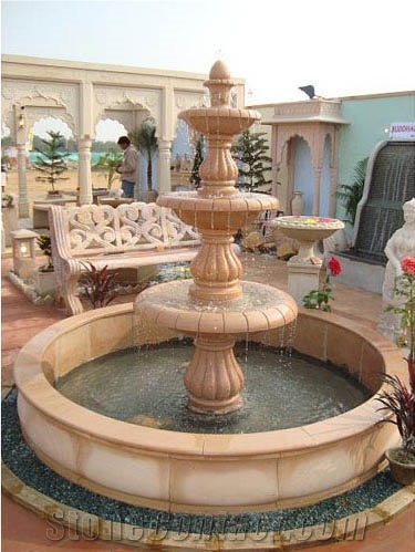 Dholpur Pink Sandstone Garden Fountains