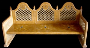 Golden Yellow Marble Carved Sofa
