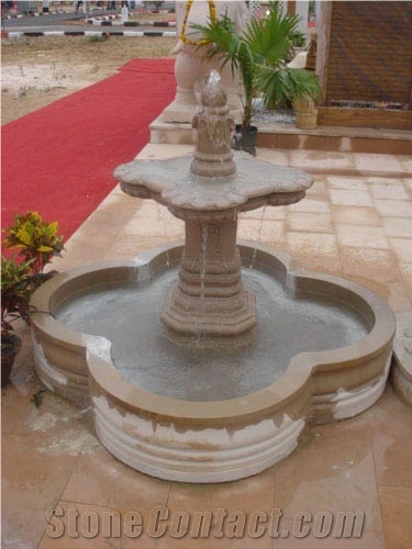 White Stone Garden Fountain, Mint White Sandstone India Fountain