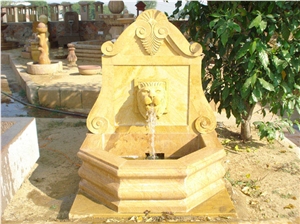 Yellow Stone Garden Fountain, Teak Wood Sandstone India Fountain