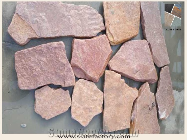 Sandstone Flagstone, Pink Masonry Walling, Pink Masonry Wall Stone