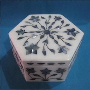 Marble Inlay Box with Mother Of Pearl Inlay