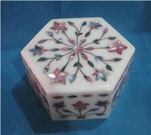 Marble Inlay Box with Mother Of Pearl Inlay