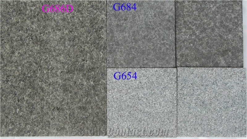 New Natural Stone G686d China Black Granite G684 Black Basalt /G654 Alternative Material Flamed Flooring Tiles