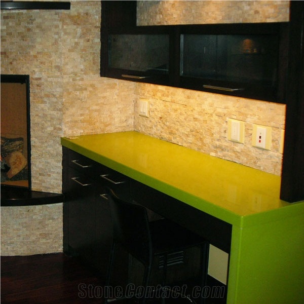 Apple Green Quartz Stone Countertops , 2cm and 3cm Available for American Kitchen Countertops and Vanity Tops