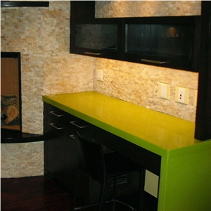 Apple Green Quartz Stone Countertops , 2cm and 3cm Available for American Kitchen Countertops and Vanity Tops