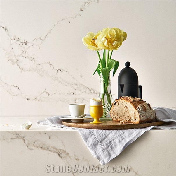 Quartz Stone Countertops Like Carrara Marble for Worktops Vanity Tops Kitchen Tops with Bevel Edges and Customized Edges Available 2cm Thick