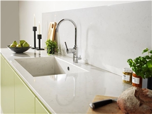 Superior Strength & Durability‎ Pure White Quartz Stone Solid Surface And Countertop With Bright Surface Non-Porous Standard Sizes 108*26Inch More Durable Than Granite