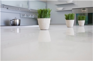 Superior Strength & Durability‎ Pure White Quartz Stone Solid Surface And Countertop With Bright Surface Non-Porous Standard Sizes 108*26Inch At Cheap Price More Durable Than Granite