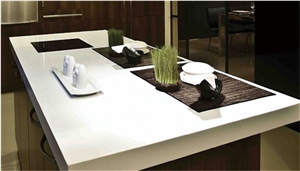 Superior Strength & Durability‎ White Cut to Size Quartz Stone Solid Surface Countertop with Bright Surface Non-Porous with Competitive Price and Quality More Durable Than Granite