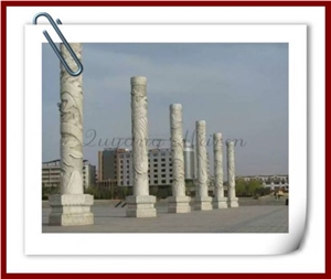 Fangshan White Marble Sculptured Columns