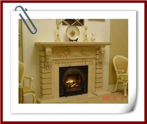 Fireplace Marble Interior Stone, Beige Marble Fireplace