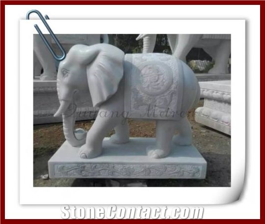 Garden Marble Elephant Sculptures, Grey Marble Sculpture & Statue