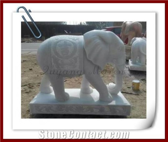 Garden Marble Elephant Sculptures, Grey Marble Sculpture & Statue