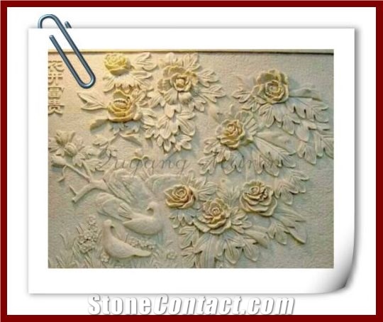 Yellow Marble Relief Carving Patterns, Absolute Beige Marble Relief Carving