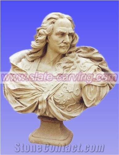 China Beige Marble Carved Busts