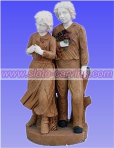 China Brown Marble Human Statues, Garden Sculptures