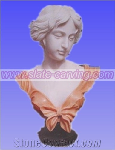China Multicolor Marble Carved Busts