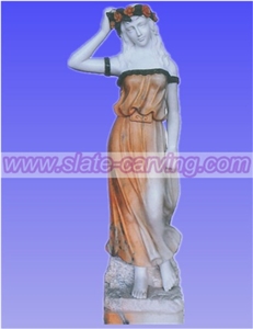 China Multicolor Marble Woman Sculpture & Statue, White Marble Statues