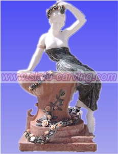 China Multicolor Marble Woman Statue