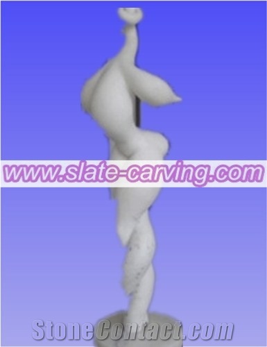 China White Marble Abstract Statues