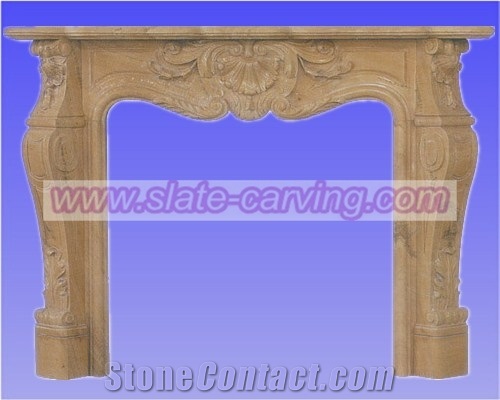 China Yellow Marble Stone Fireplace