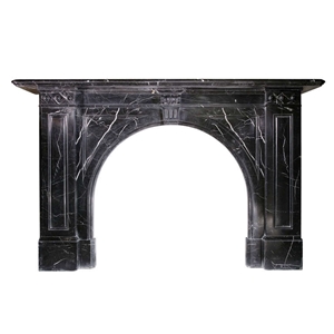 China Nero Black Marquina Marble Fireplace Simple Carving Fireplace