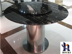 Silver Dragon Marble Table, Black Marble Table Top