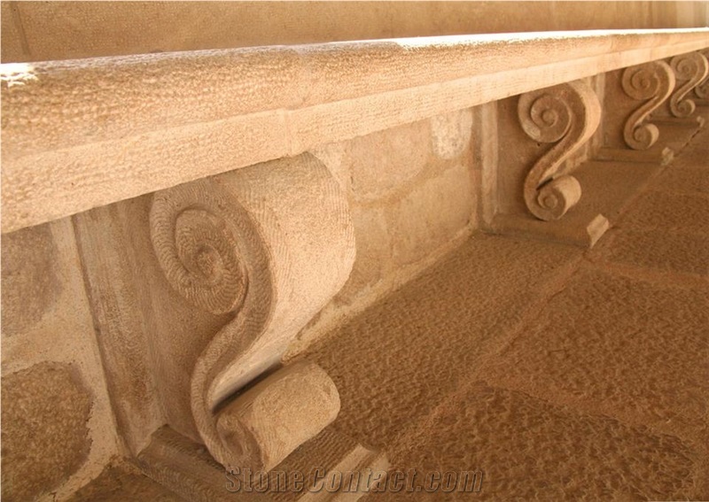 Stone Benches with Komani Limestone, Beige Limestone Montenegro Bench