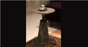 Tea Table Combination Of Stone and Wood , Kamen Vranovici Brown Marble Tea Table