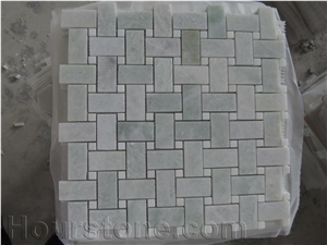 China White Marble Basketweave Mosaic, Interior Linear Mosaic Stone, Net/Retiform Marble, Wall Covering