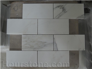 China White Marble Wall Mosaic Stone Tiles, Wall Covering, Interior & Exotic Decorate Stone