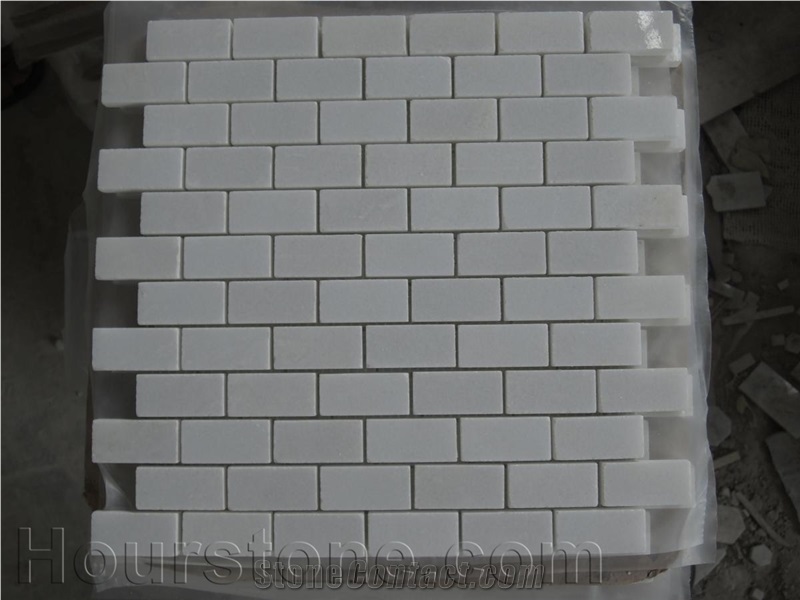China White Marble Wall Mosaic Stone Tiles, Wall Covering, Interior & Exotic Decorate Stone