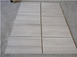 Wooden White Marble Tiles, China White Wood Grain Marble Slabs, Tiles, Sut to Size, Vein Cut, for Wall Covering, Wall Covering