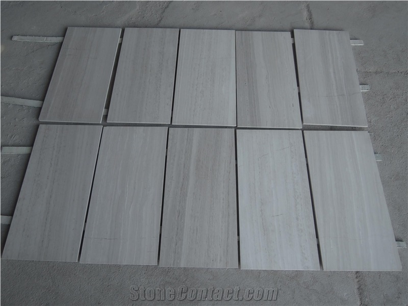 Wooden White Marble Tiles, China White Wood Grain Marble Slabs, Tiles, Sut to Size, Vein Cut, for Wall Covering, Wall Covering