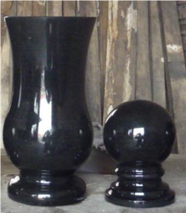Shanxi Black Memorial Vase, Black Granite Urn, Vase & Bench