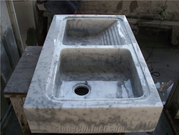 Venato Carrara White Marble Wash Basin Sinks, White Marble Sinks & Basins