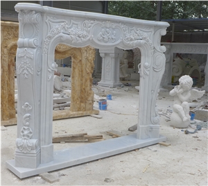 High Quality White Marble Fireplace, Pure White Marble Fireplace
